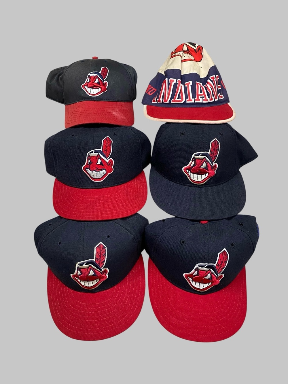 Vintage 90’s Cleveland Indians Baseball New Era Hat Lot